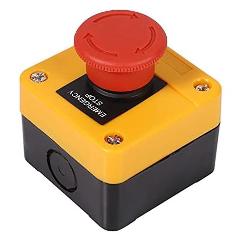 Emergency stop button, 660 V 10 A push button, instant stop switch, plastic housing, red mushroom emergency stop button (1/5)