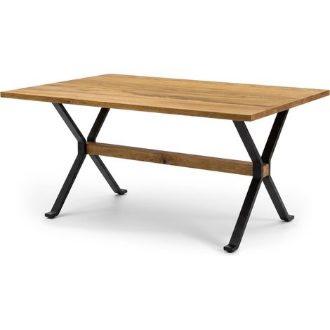 Table à manger extensible Rustica 180-227,5cm style industriel Bois et Métal Noir (1/5)