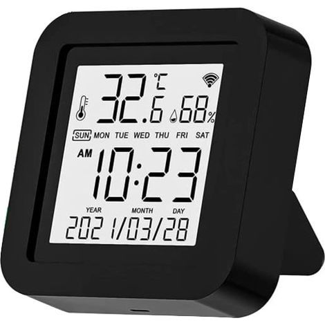 Capteur de température et d'humidité, télécommande intelligente infrarouge WIFI TV/Home cinéma/climatiseur, écran LCD, Tuya/Smart Life/Alexa/Google Assistant, 6,5 x 6,5 x 1,7 cm, noir (1/5)