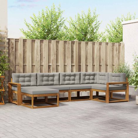 Outdoor-Sofagarnitur mit Kissen 6 pcs Natürlich und Hellgrau