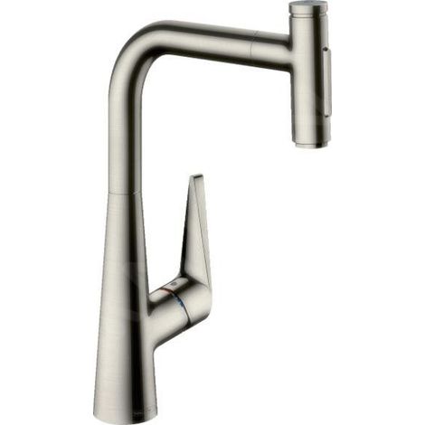 Mitigeur de lavabo 300 Select 2jet avec douchette extractible M5110-H300 ST finition inox élégante (1/5)