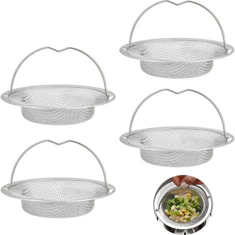 4 Grille Evier Cuisine, Filtre Evier Cuisine Avec Poignée De Transport, Acier Inoxydable Bonde Evier Cuisine, Protection Contre Le Blocage, Diamètre Extérieur 11Cm, Diamètre Intérieur 8Cm, Hau (1/5)