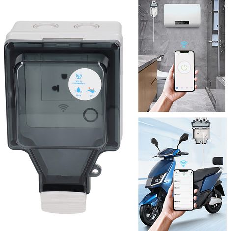 Enchufe exterior inteligente Wi-Fi (IP66) con carcasa impermeable y mando a distancia para jardín y patio, conexión estadounidense 110–250 V, 16 A, material: PC/ABS (1/5)