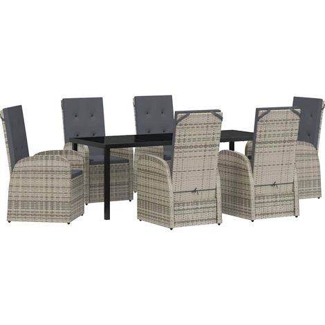Maison Exclusive - Set da Pranzo per Giardino con cuscino 7 pcs Grigio polyrattan