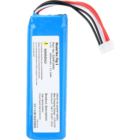 1 batería de litio de 3000 mAh, 3,7 V CC, 11,1 Wh, para altavoz Flip 3 (1/5)