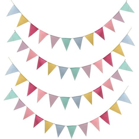 Ensemble de 4 fanions pour la décoration extérieure, parfait pour les mariages, les fêtes, Noël et les anniversaires (3 mètres, 12 fanions par guirlande) (1/5)