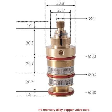 NALOOKAMIC Cartouche thermostatique de douche en laiton, cartouche thermostatique de rechange en laiton pour mitigeur de douche, kit de réparation