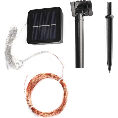 Guirlande lumineuse solaire d'extérieur en cuivre de 20 m avec 200 LED (lumière chaude) (1/5)