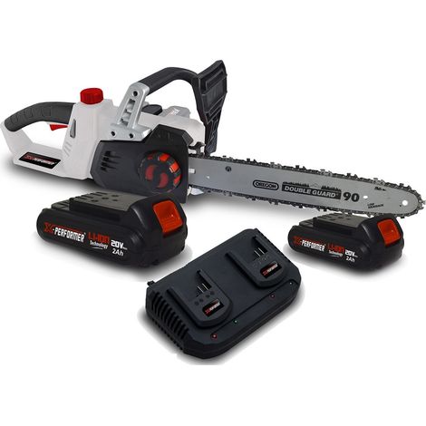 Tronçonneuse 40V (2x20V) X-Performer XPTRO40LI-2B - Double Sécurité - Graissage Auto + 2 Batteries 2Ah - Double chargeur