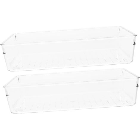 2pièces Organiseurs De Tiroir Pet Bacs Rangement pour Cuisine Et Chambre Lots Design avec Coins Arrondis - (1/5)