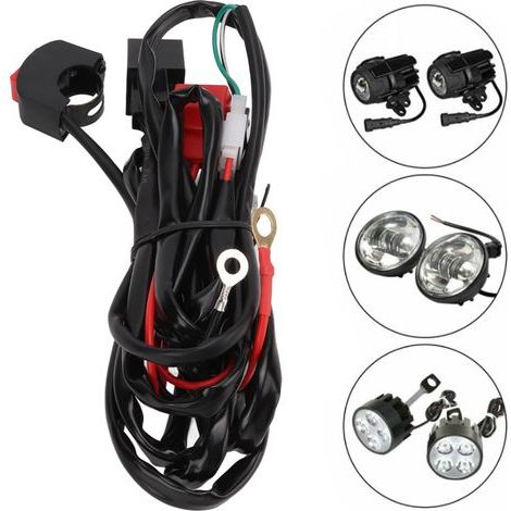 Ensemble de câblage avec interrupteur pour phare LED moto 12V 40A, compatible 9‑32V pour ATV et véhicules électriques. (1/5)