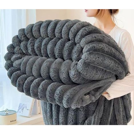 Coperta a shape di coniglio for donne e adulti, coperta decorativa spessa e Pondere, morbida e soffice, ideal for poltrona, letto, divano, soggiorno (grigio siderale, 200 x 230 cm, 1,22 kg)