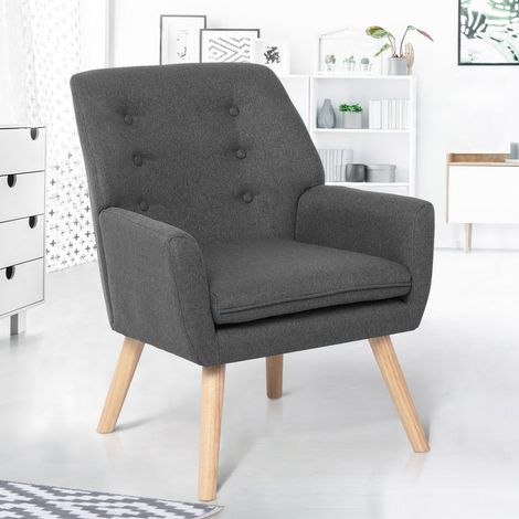 Sillón NAT escandinavo en tejido gris antracita (1/4)