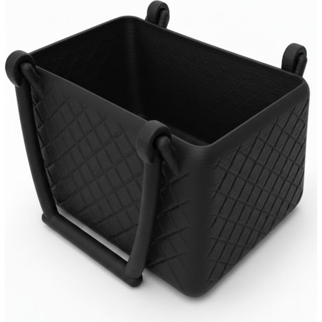 Cestino decorativo con manici, organizer nero per casa e bagno. (1/3)