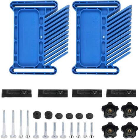 Ensemble de 28 guides de coupe bleus en ABS pour le travail du bois, kit de 28 pièces avec une conception allongée pour un contrôle précis et une stabilité accrue. (1/4)