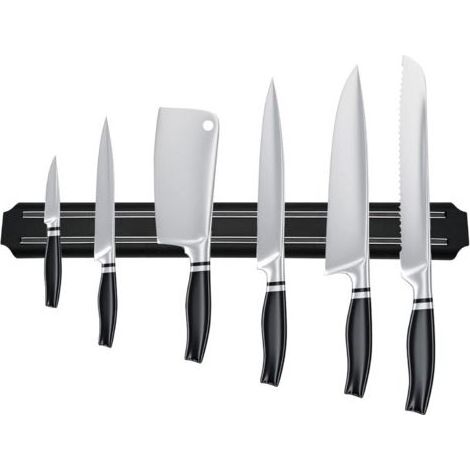 HOXILEELEO - portalama magnetico, barra magnetica per coltelli, supporto magnetico per coltelli da cucina in acciaio inox nero barra magnetica per coltelli-cucina (38 cm) - (1/5)