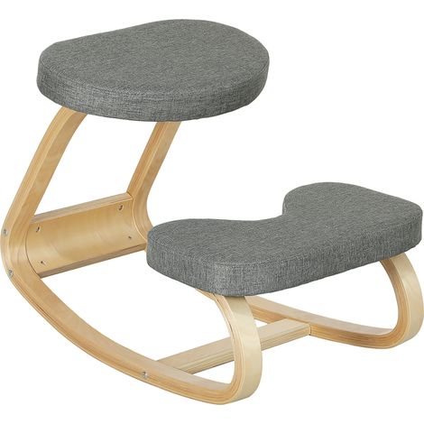 Kniestuhl, ergonomischer Schaukelstuhl aus Holz, Kniestuhl fürs Homeoffice, grau