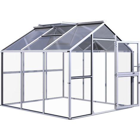 KGT Gewächshaus "Novum III", pressblank, 8,4 m², 4 mm ESG, 10 mm HKP