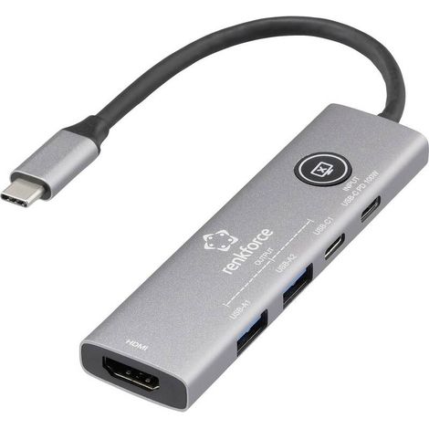 [NEUWERTIG] B-Ware Renkforce Dockingstation Dock USB-C HDMI Buchse Grau Universal Macbook (1/2)