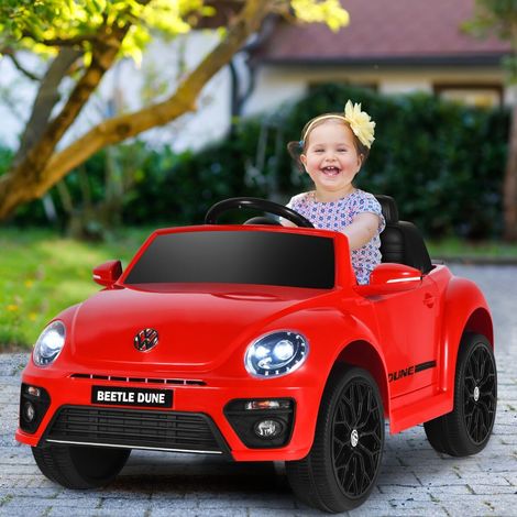 Voiture électrique enfant rouge type Beetle avec télécommande 2,4G, phares et musique pour maison, jardin et plein air (1/5)