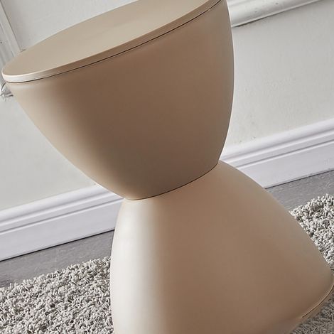 Tabouret rond en plastique épais, coins arrondis, robuste, petit tabouret moderne pour la maison, couleur kaki (1/4)