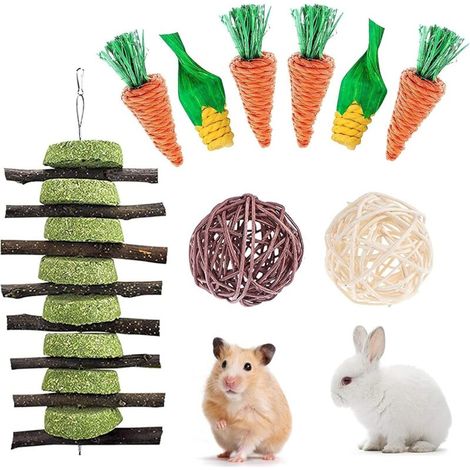 Jouets À Mâcher Pour Lapin Nain, Jouets Snacks Pour Petits Animaux, Jouets De Cochon D'Inde, Soins Des Dents Pour Hamster Cochon D'Inde Chinchilla Perroquet Gerbilles Rats (1/4)