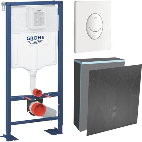 Set Marco de soporte Grohe Solido con revestimiento Wedi I-Board, blanco, con revestimiento de hormigón gris (1/4)