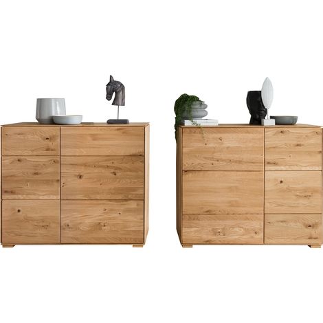 Sideboard 98cm, 2er Set, stehend oder hängend, Wildeiche massiv geölt, WYNDHAM-69 (1/5)