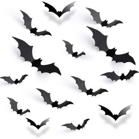 Lot de 36 autocollants chauve-souris pour Halloween, décorations murales et fenêtres pour fêtes (1/4)