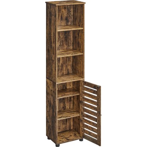 Vasagle – Meuble de rangement de salle de bain marron rustique – Étagère haute 167 cm – 3 cases ouverts – 2 étagères réglables – Panneau d’aggloméré