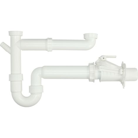 Double siphon évier 1 1/2’’x50mm avec clapet anti-retour selon DIN 13562