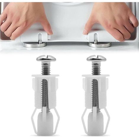 Juego de 2 fijaciones para asientos de inodoro: tuercas de goma y tornillos de montaje，como repuestos para asientos de inodoro (1/5)