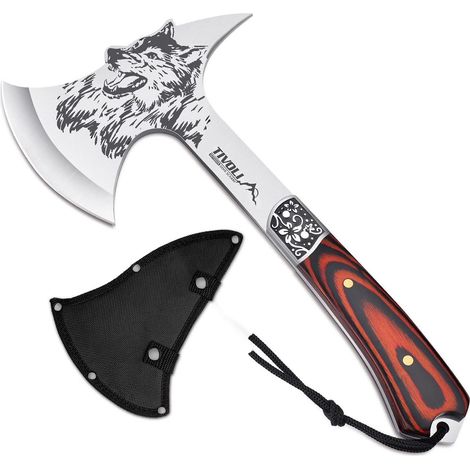 TIVOLI Campingaxt Survival Axt Outdoor Holz Beil Freizeit Garten Rot (1/5)
