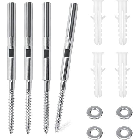 Lot de 4 Supports d'étagère murale invisibles Ø8x100mm, Fixation Etagere Invisible, Fixation étagère en Acier Comprenant Rondelles et Chevilles - Capacité de Charge 18kg (100MM) (1/5)