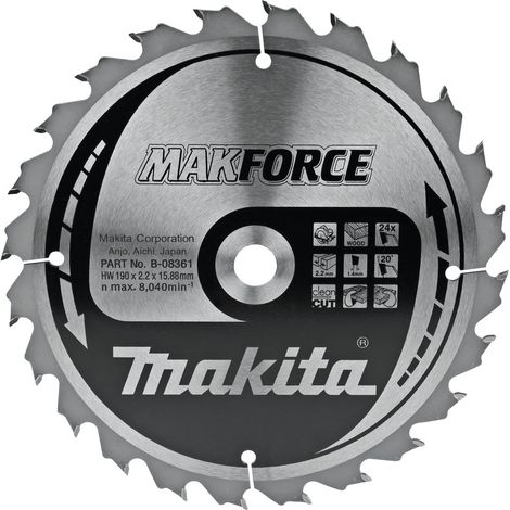 LAME CARBURE POUR LE BOIS 190/15.88/24T MAKITA B-08361