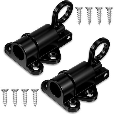 2 chiavistelli autochiudenti per porte，58 × 44 × 45 mm，Chiavistello scorrevole nero per armadi e finestre，Viti di montaggio incluse (1/5)