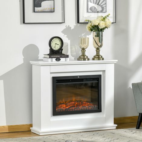 Cheminée électrique Grande Taille 2000 W Effet Flammes LED minuterie température luminosité réglables télécommande fournie Blanc - Modèle (1/4)