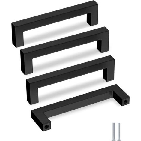 Un ensemble de 4 poignées de tiroir de 16 cm , poignées de meubles de cuisine, noires, en acier inoxydable, adaptées aux coiffeuses.