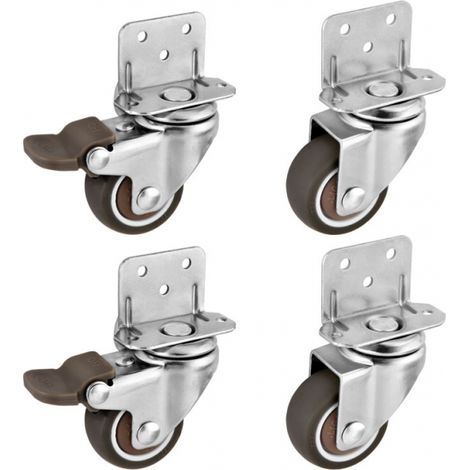 4x Rollen - 25 mm für Möbel Kleine Schwenkrolle mit Bremse