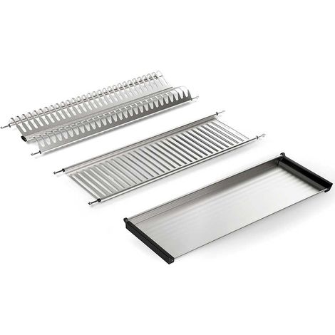 Égouttoir à vaisselle en acier inoxydable pour meuble de cuisine - Plateau récupérateur d'eau, support pour assiettes et verres - Installation en module 60, 80, 90 cm (module 60 (580 x 234 (1/4)
