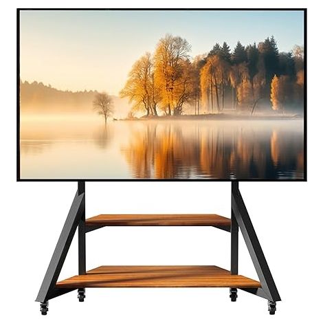 Meuble TV sur pied pour téléviseurs de 65 à 100 pouces, supports TV réglables en hauteur avec étagère en bois et roulettes, meuble TV pour salon, jusqu'à 220 lb, VESA 800 x 600 mm (1/5)