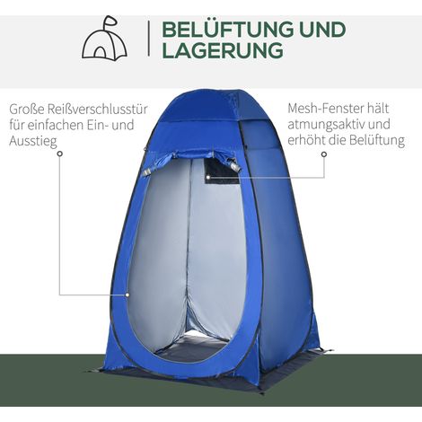 Tente de douche pliable, cabine de toilette de camping avec housse de transport, toilettes portables extérieures, cabine d'essayage, abri de rangement, bleu marine, 126 x 124 x 189 cm