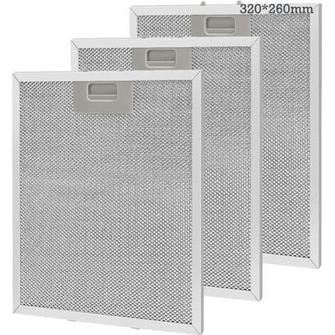 Lot de 3 filtres à graisse métalliques pour hottes de cuisine, 320 x 260 mm - Argent (1/5)