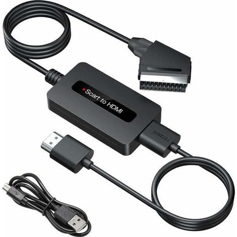 Convertisseur Péritel vers HDMI avec Câbles HDMI et Péritel, Convertisseur Scart vers HDMI, Sortie Full HD 720P/ 1080P Adaptateur Péritel HDMI (1/4)