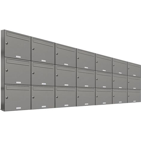 21er Premium Briefkasten Aluminiumgrau RAL Farbe 9007 für Außen Wand Postkasten 7x3 (1/5)