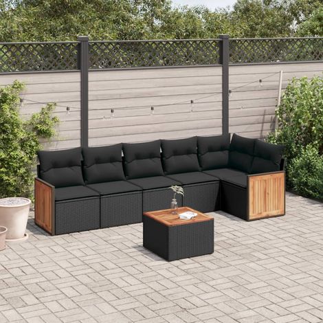 vidaXL Set Divani da Giardino con Cuscini 7pz Nero Polyrattan (1/5)