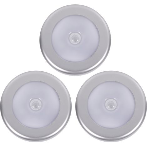 3er-Pack kabellose PIR-Nachtlichter mit automatischem Bewegungsmelder, 6 LEDs, rundes Gehäuse, batteriebetrieben (1/5)
