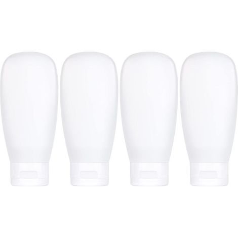 Flacon De Voyage - 60 Ml - Polyéthylène - Étanche - Certifié TSA - Pour Articles De Toilette - Lot De 4 (1/5)