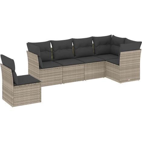 vidaXL Set Divano da Giardino 6pz con Cuscini Grigio Chiaro (1/5)