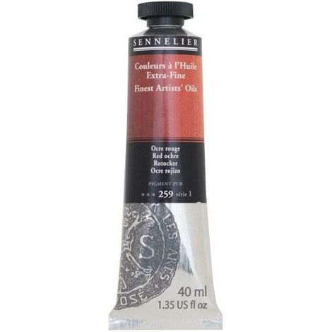 Couleurs à l'huile - Sennelier - Rouge Ocre - 40ml - Pigments naturels - Finition satinée